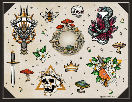 Tattoo Flash - Sticker Sheet